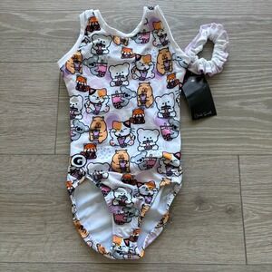 NWT Gym Gear Leotards Kids White Bubble Tea 2.0 Gymnastics/Dance Leotards Sz S